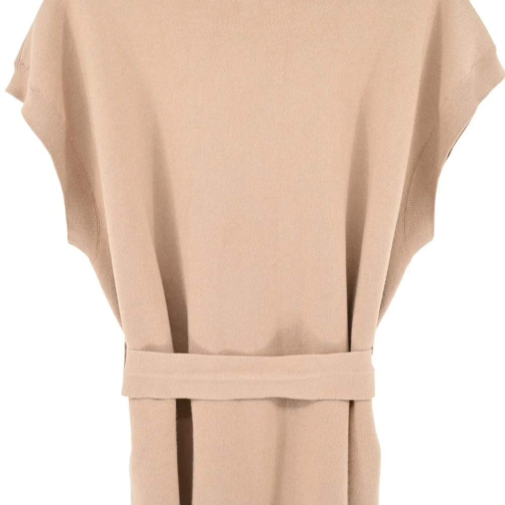 Maeve Anthropologie Belted Muscle Sweater Vest XL Tan Beige Knit Quiet Luxury